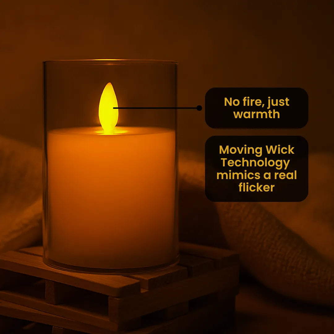Acrylic Glass LED Moving Flame Pillar Candle