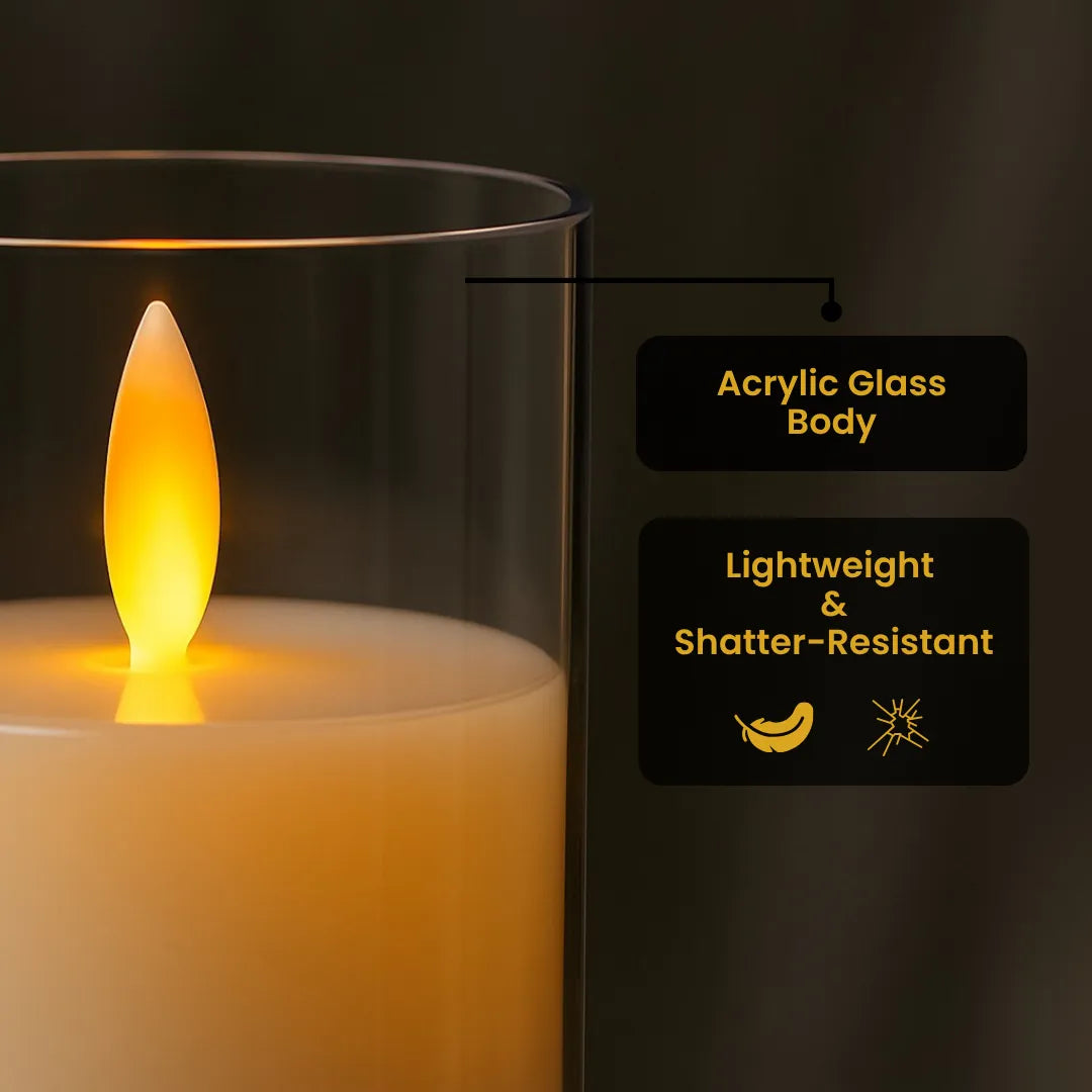 Acrylic Glass LED Moving Flame Pillar Candle