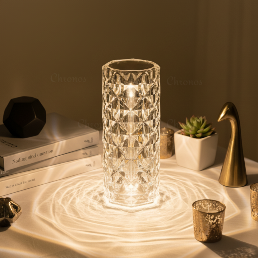 Rose Crystal Reflection Portable LED Table Lamp